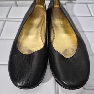 Arellano 13-11-68 Made In Italy Ladies Black Leather Ballet Flat Round Toe Class